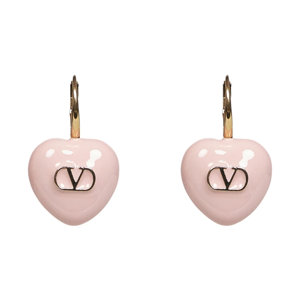 Valentino Garavani Pink Coeur Royal Metal And Enamel Earrings - Female - Earrings - One Size - Accessories