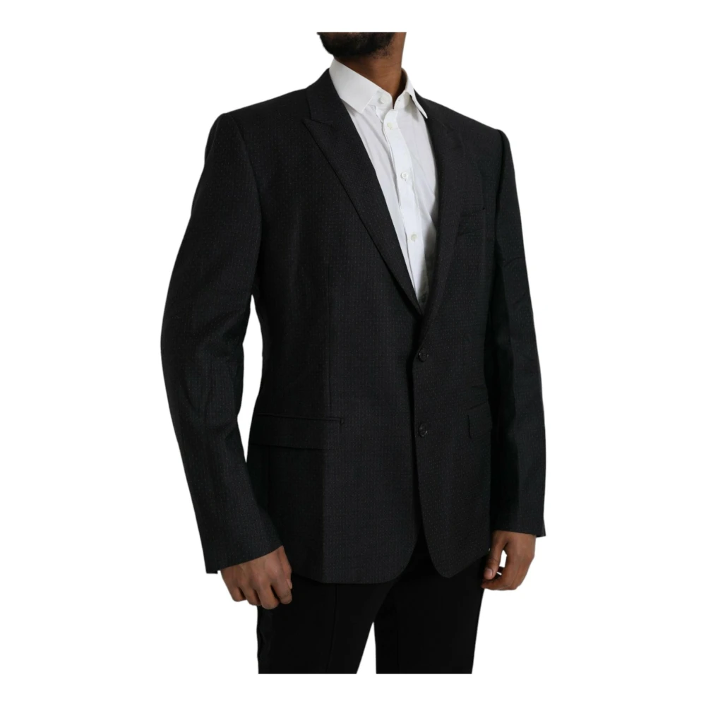 Dolce & Gabbana Slim Fit Wollen Jas Blazer Black Heren