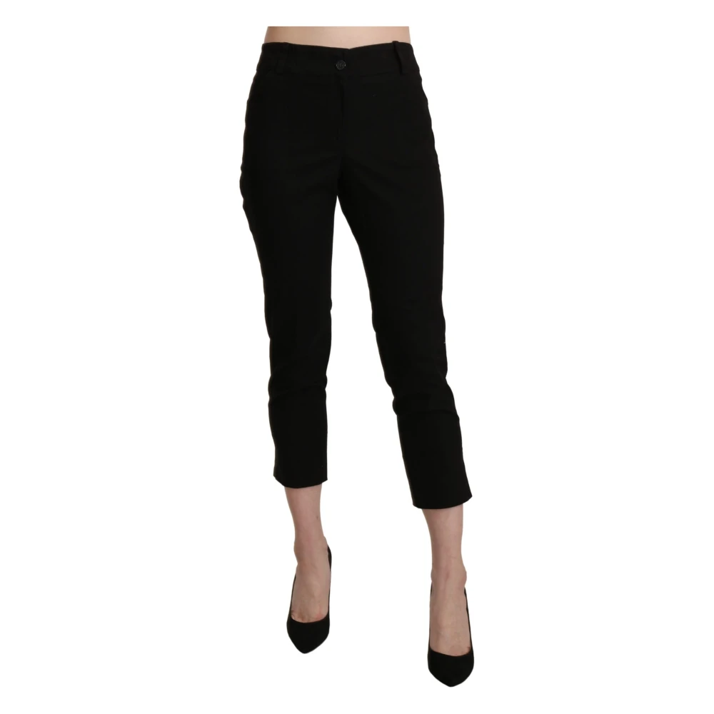 Bencivenga Women's Black Cropped Trousers,, Elegant High Waist Cropped Trousers Small