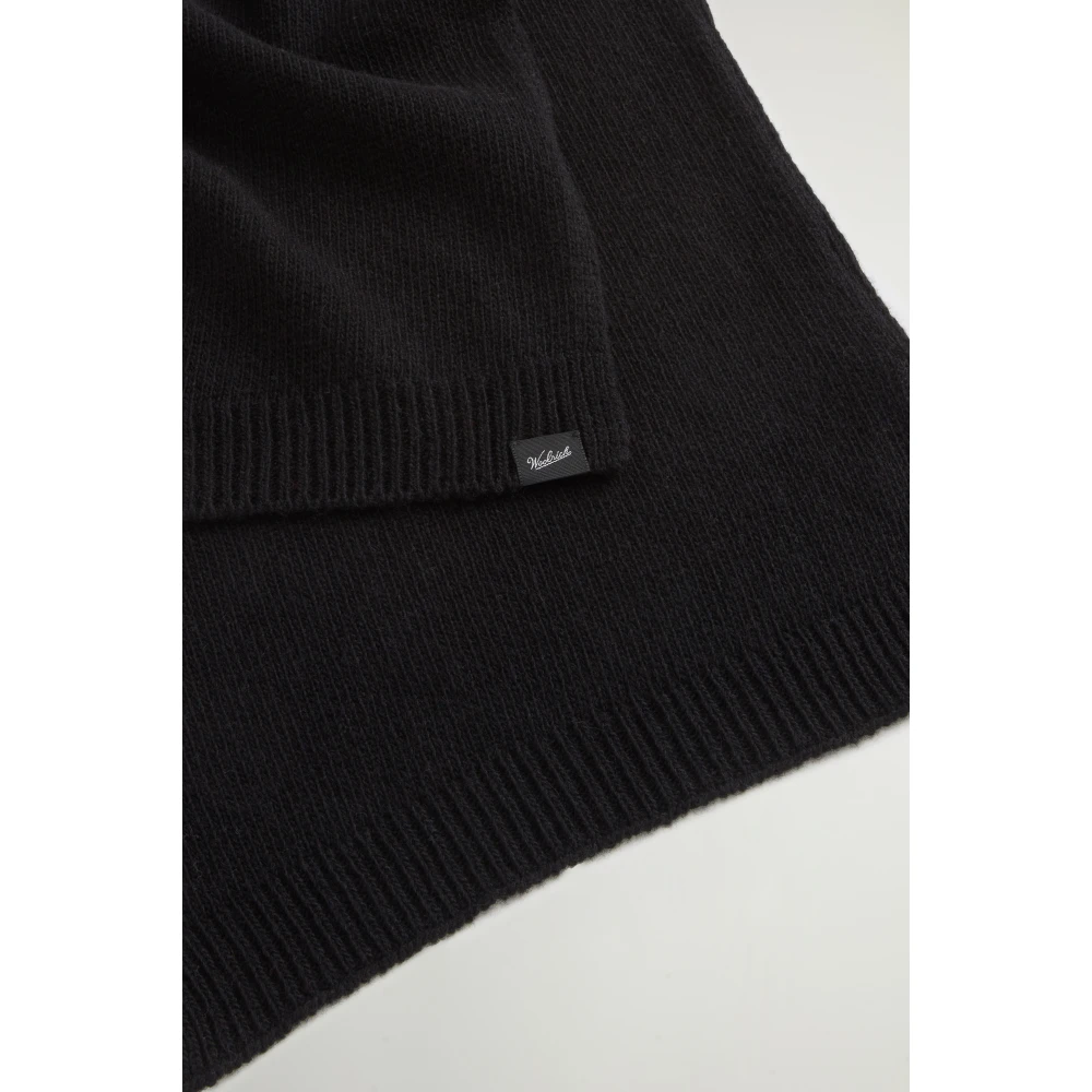 Woolrich Zwart Merinowol Ribgebreide Sjaal Black Heren