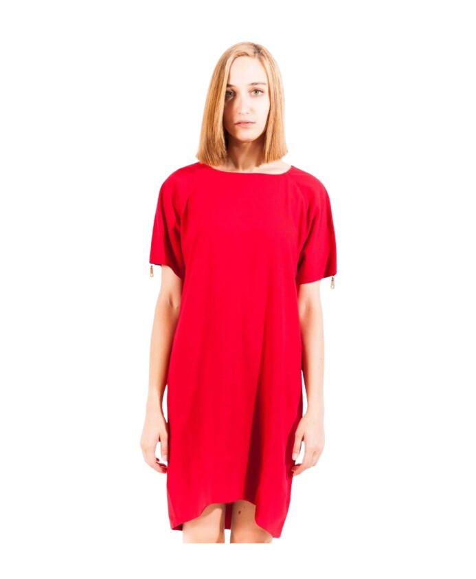 robe-courte-en-viscose-rouge-a-manches-courtes