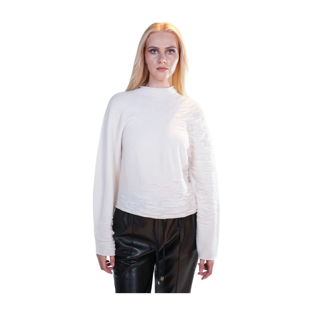 Liviana Conti Zwarte Float Stitch Trui White Dames