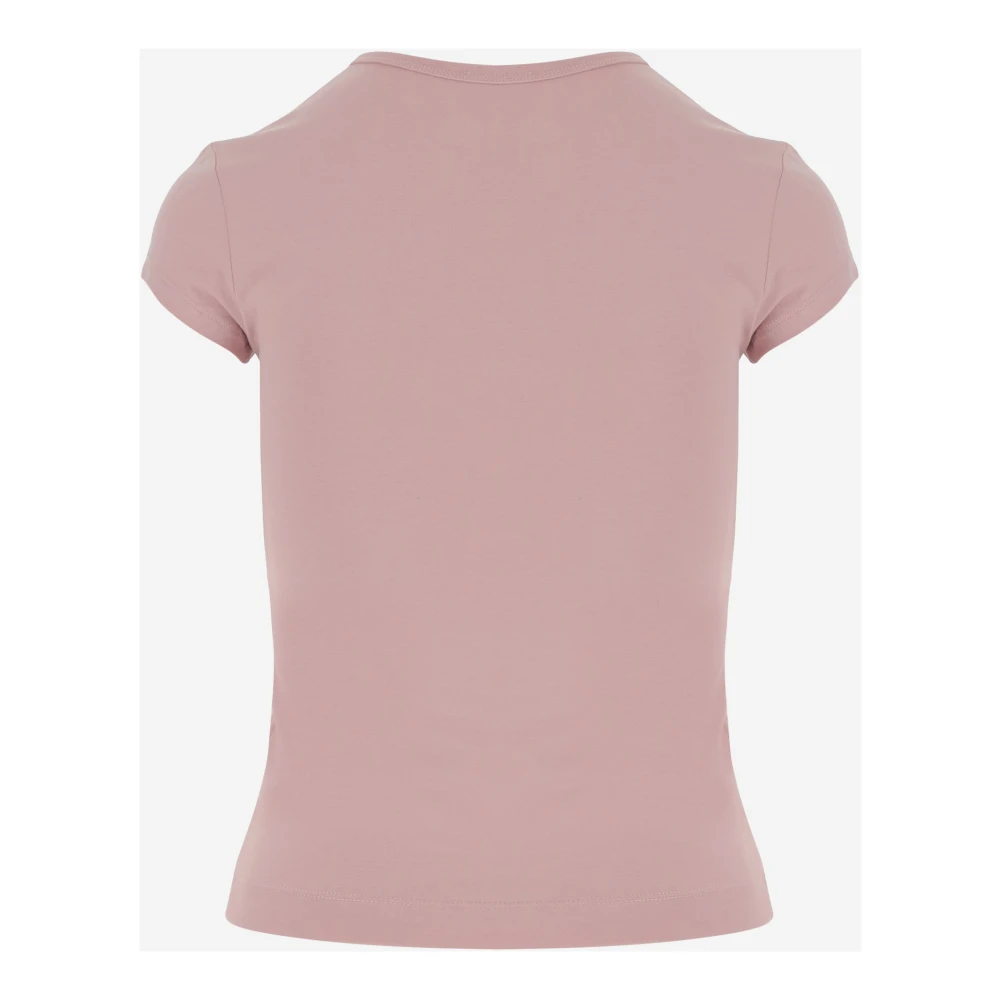 Diesel Stretch katoenen T-shirt met logo Pink Dames