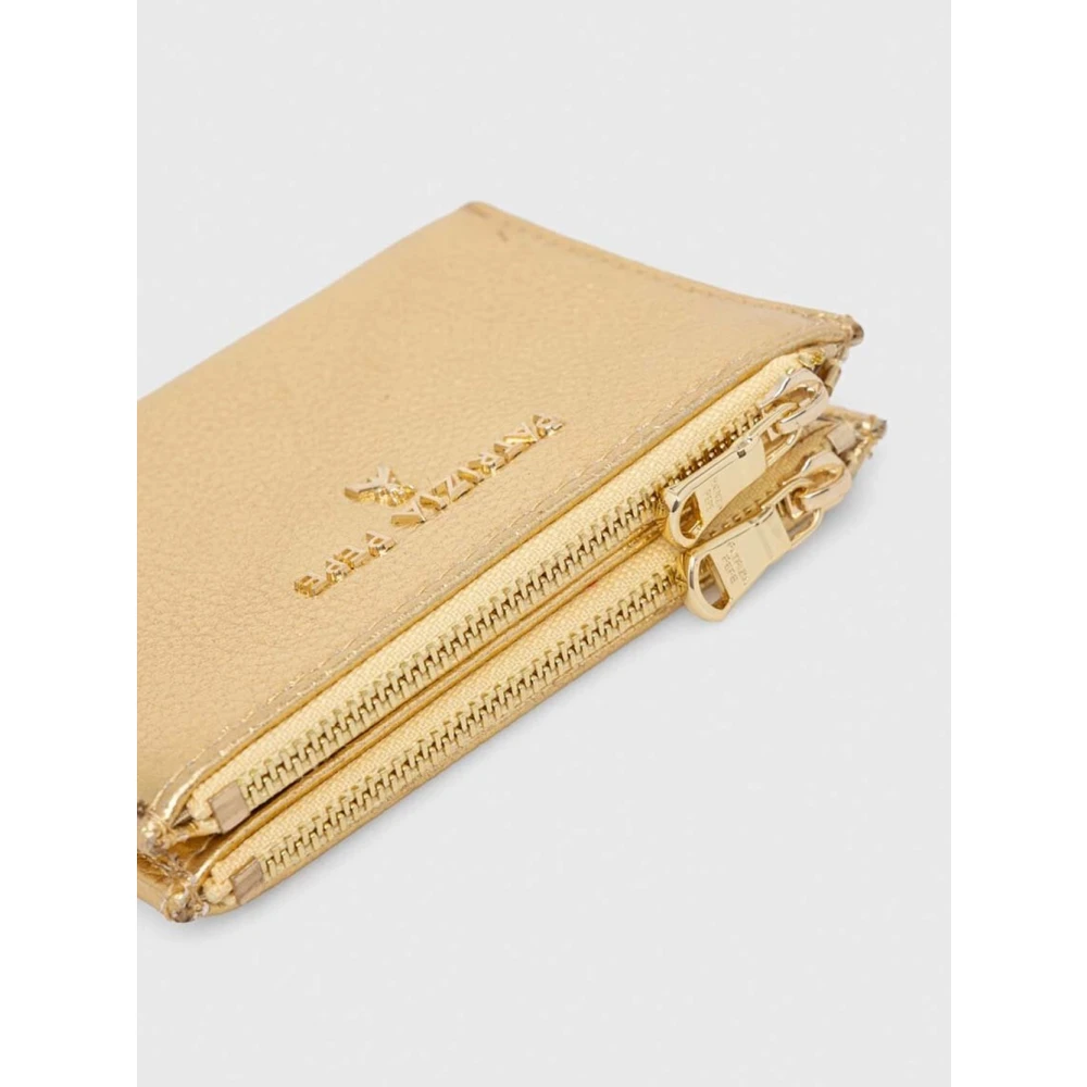 PATRIZIA PEPE Elegante leren portemonnee met dubbele rits Yellow Dames
