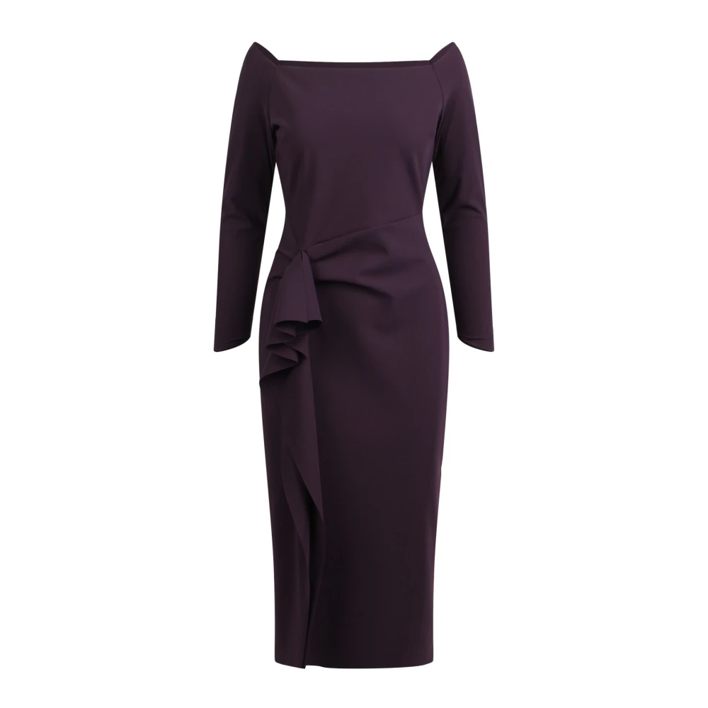 Chiara Boni Paarse Jersey Midi Jurk met Ruche Purple Dames