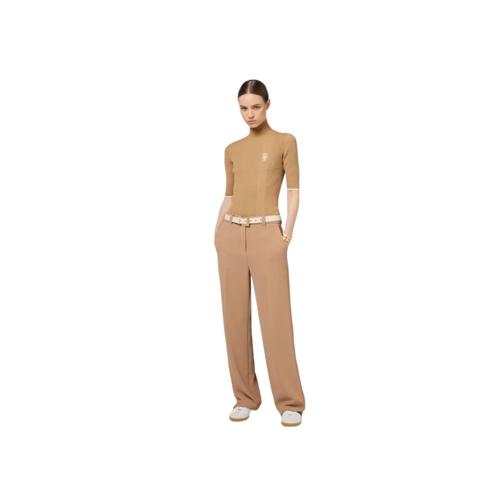 Elisabetta Franchi Stijlvolle Gebreide Top Brown Dames