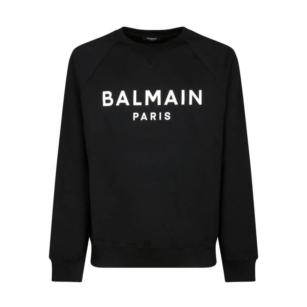 Balmain Zwart Logo Print Sweatshirt Black Heren