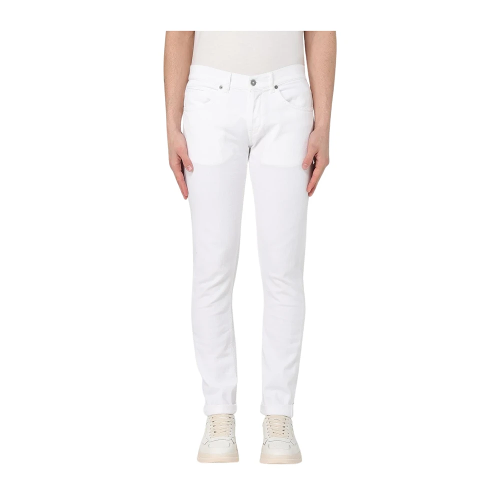 Dondup Uomo Bianco Pantaloni George In Misto Cotone