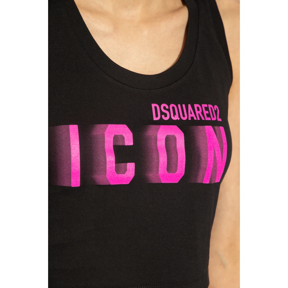 Dsquared2 Cropped top with logo Black Dames