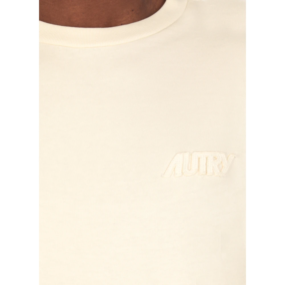 Autry Ivoor Katoenen T-shirt met Ronde Hals Beige Heren