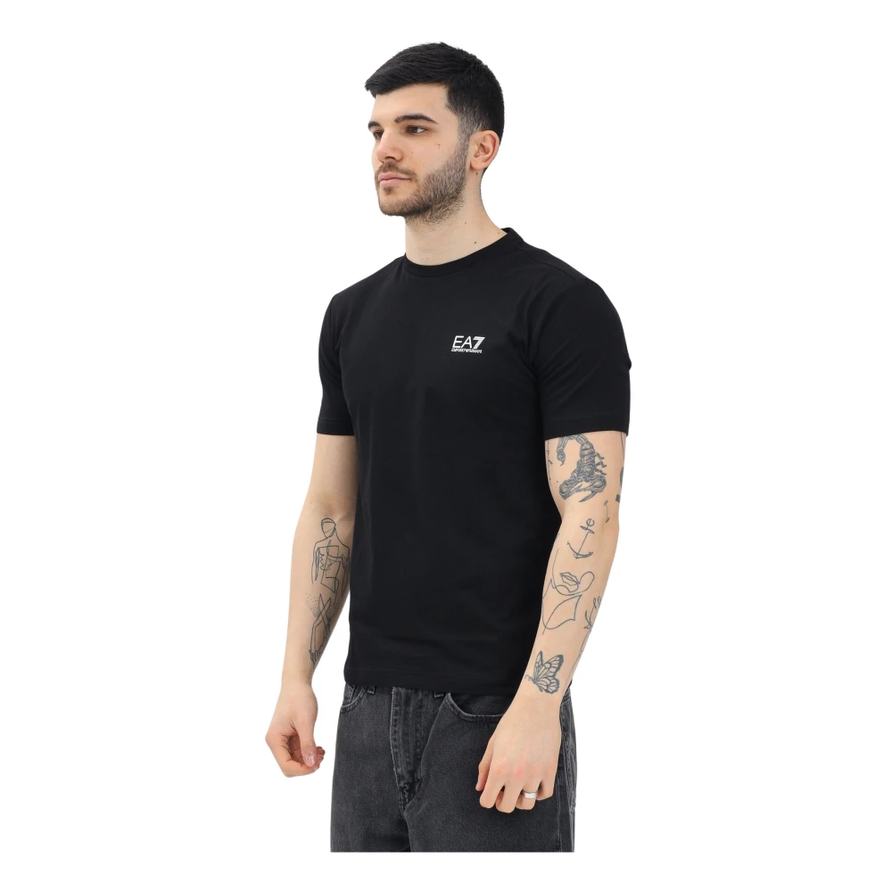Emporio Armani Ea7 Mannelijk Zwart Tops Heren, 2XL, Katoen, T-Shirt Met Korte Mouwen Moderne Stijl
