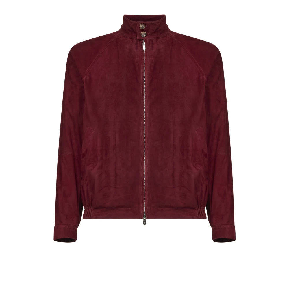 Brunello Cucinelli Red Leather Jackets, Male, L, Suede Jacket
