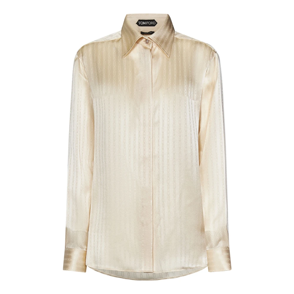 Tom Ford Gestreepte Beige Shirt Aw24 Beige Dames