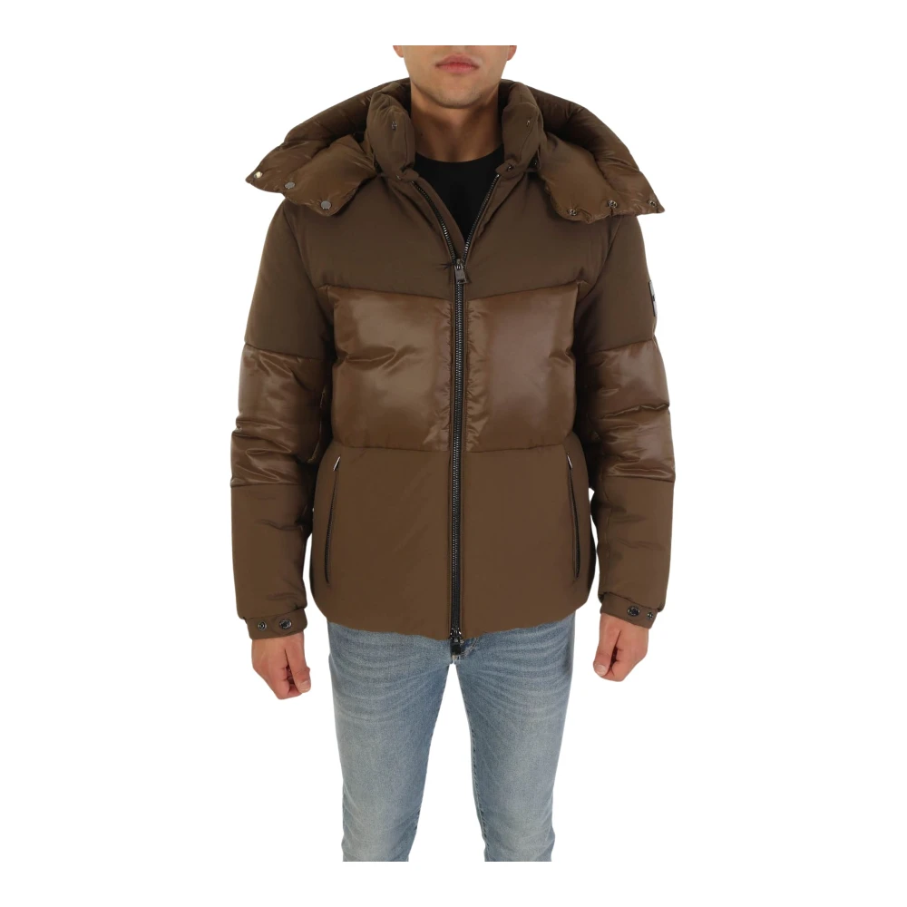 Hugo Boss Waterafstotende Hoodie met Dubbele Stofvulling Brown Heren