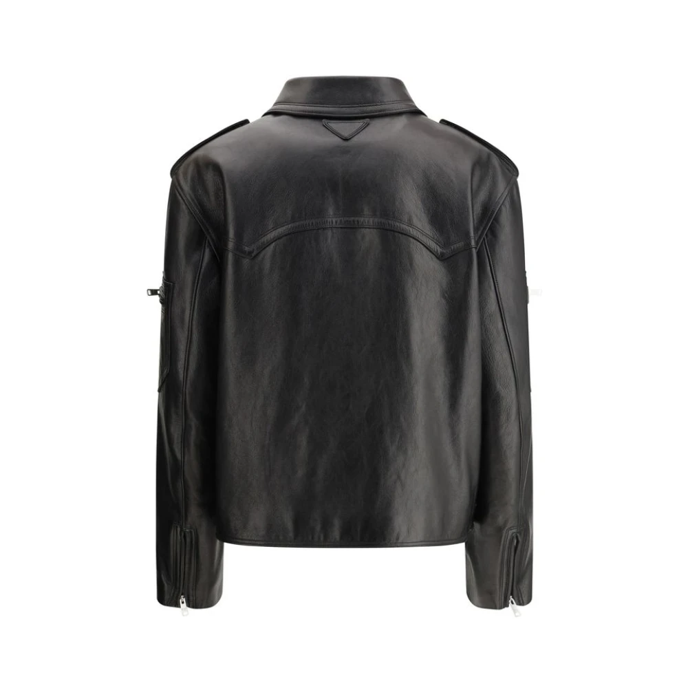 Prada Urban Biker Leren Jas Black Dames