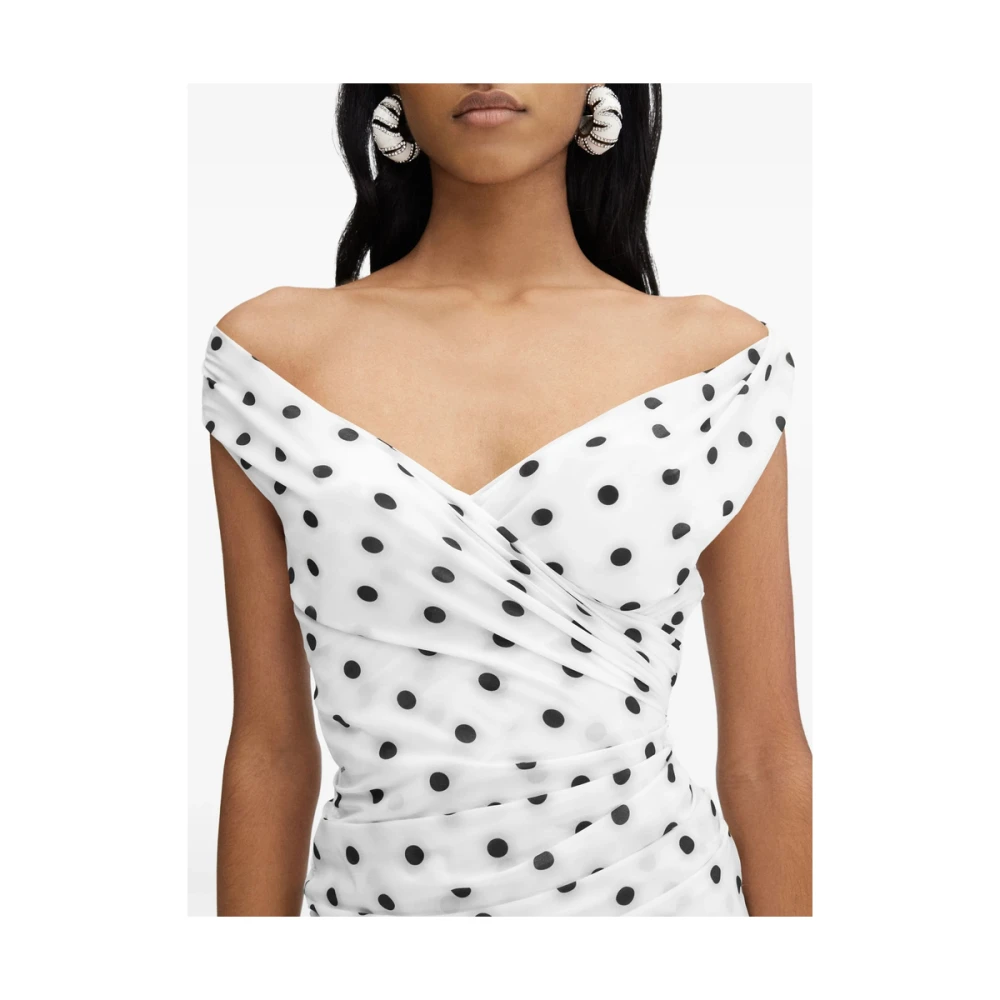 Jacquemus Witte polka dot diepe V-hals jurk White Dames