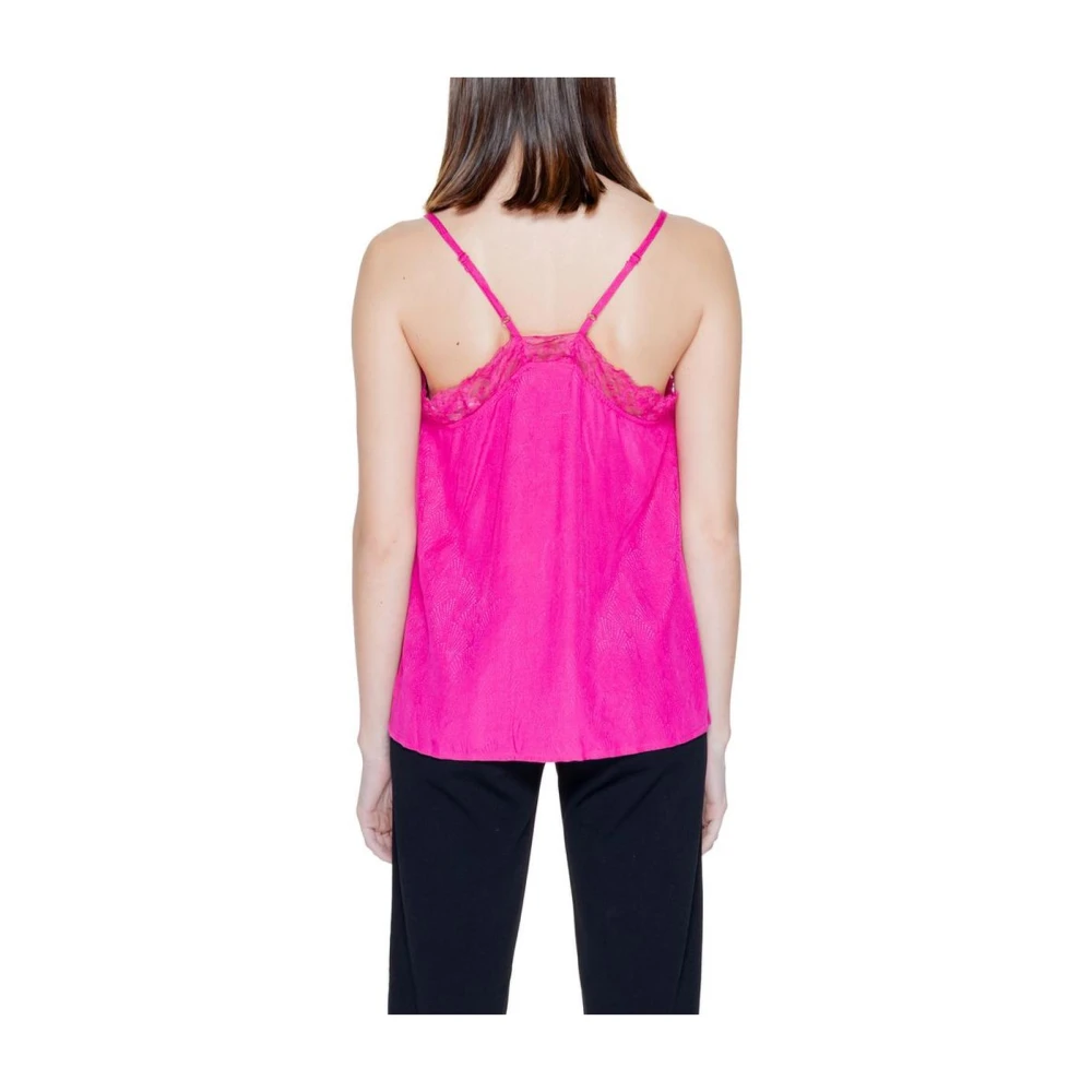Vila Roze Kant Tank Top Pink Dames