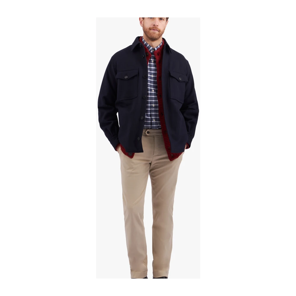 Brooks Brothers Navy Wool Blend Overshirt Jas Blue Heren