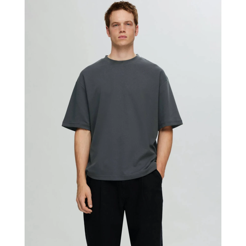 Selected Homme Losse Oscar Korte Mouw Tee Gray Heren