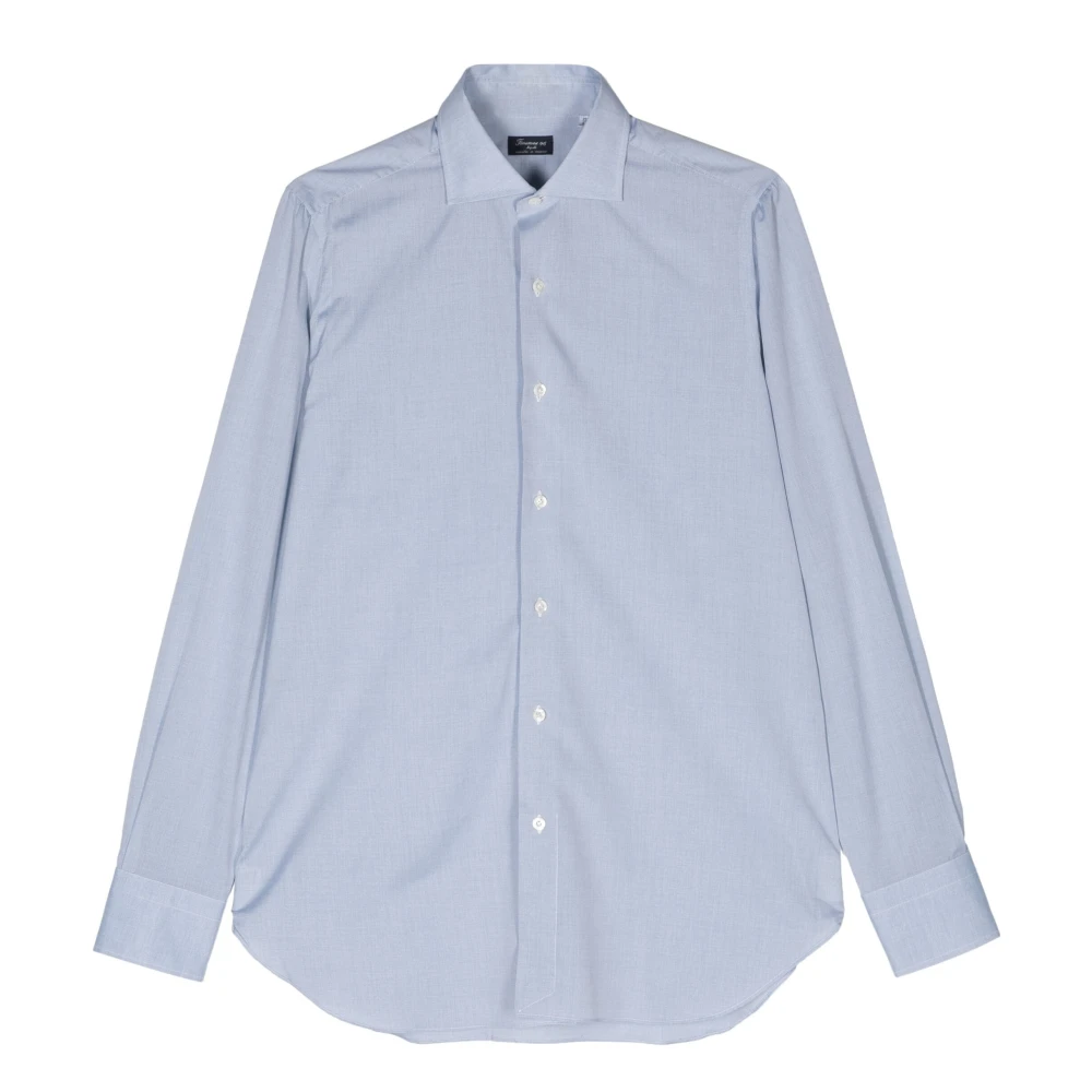 Finamore Italiaans katoenen overhemd 100% katoen Blue Heren