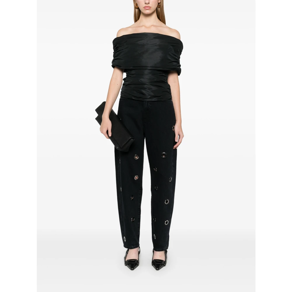Coperni Zwarte Taffeta Top met Zijrits Black Dames