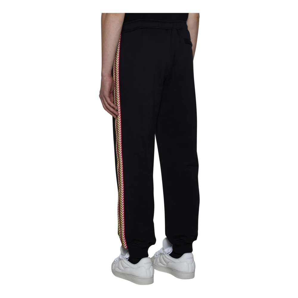 Lanvin Zwarte Jerseybroek met Streepdetail Black Heren