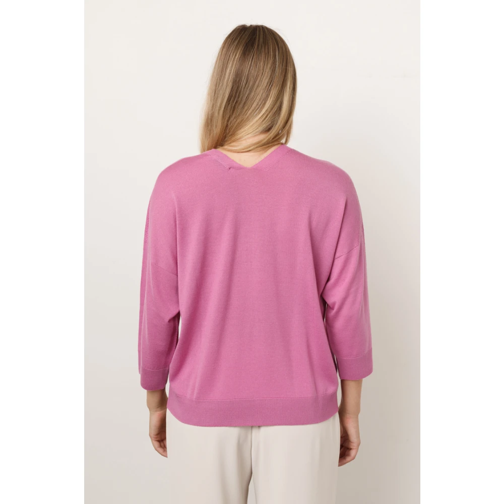 PESERICO V-hals T-shirt met steendetail Pink Dames