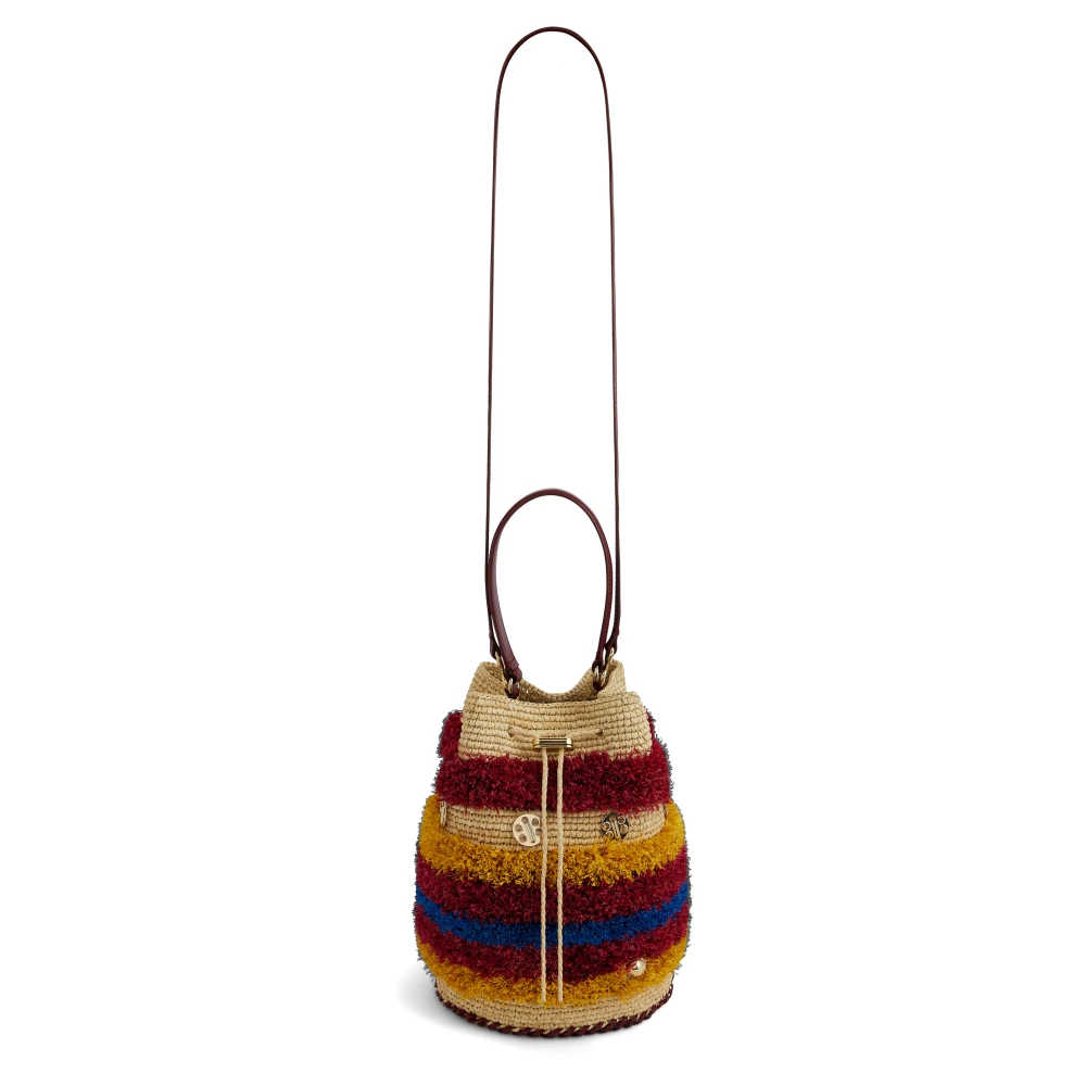 Rabanne Women's Multicolor Bucket Bags, One Size, Fringe Bucket Bag With Golden Discs