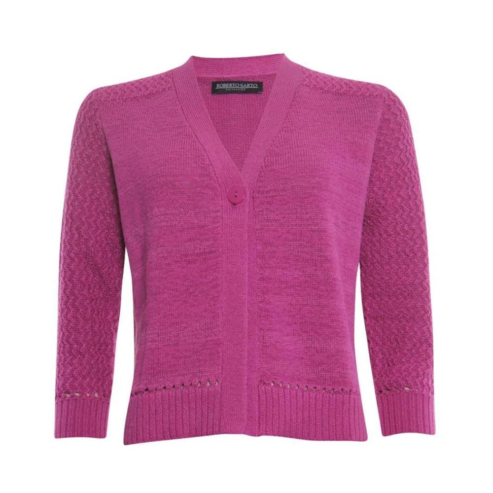 Roberto sarto vest Cardigan v-neck 411148 h945 pink (desert rose) Pink Dames
