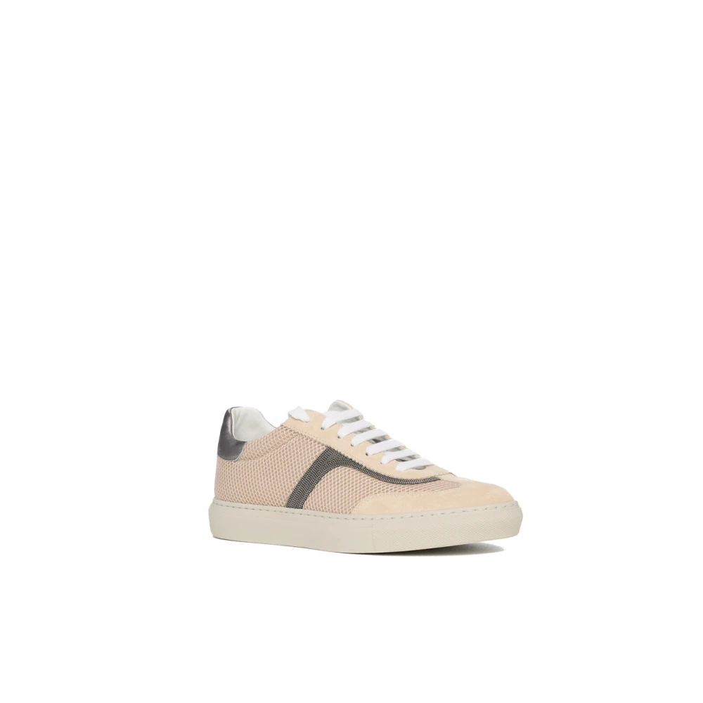 Brunello Cucinelli Mixed-Material Sneakers Dames Schoenen Beige