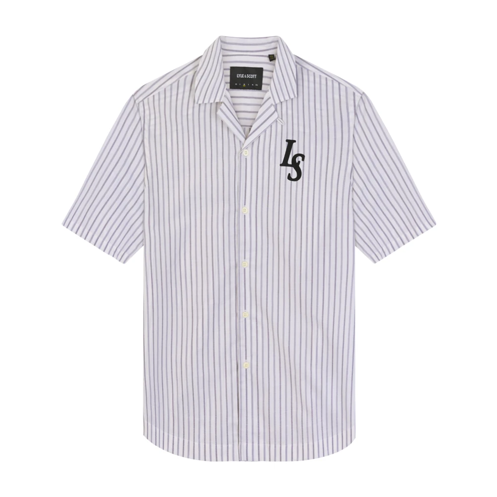 Lyle & Scott Pinstripe Revere Krage Skjorta White, Herr