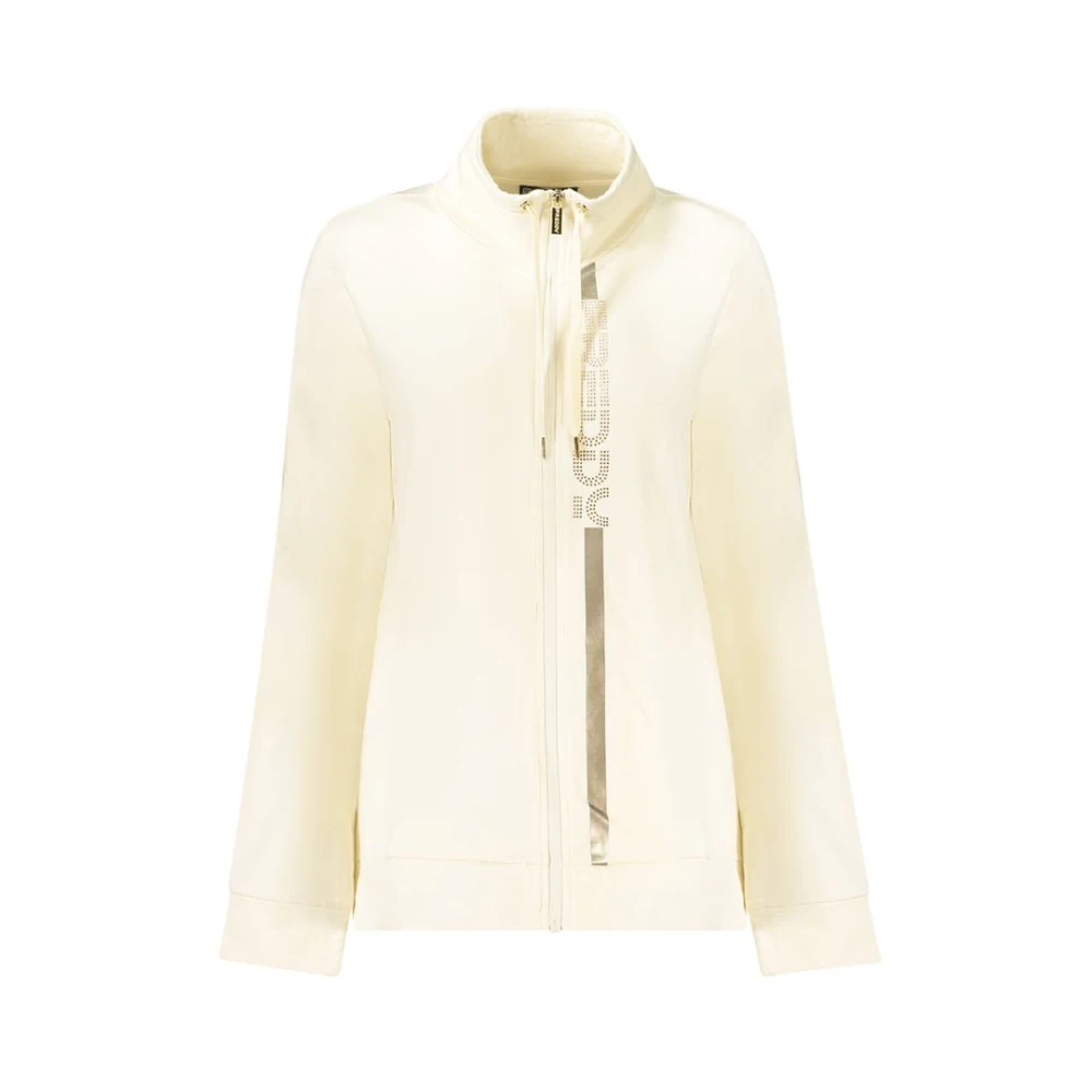 Freddy Women's White Bianco Cotton Sweatshirt - Zip-Throughs - L - Sweatshirts & Hoodies