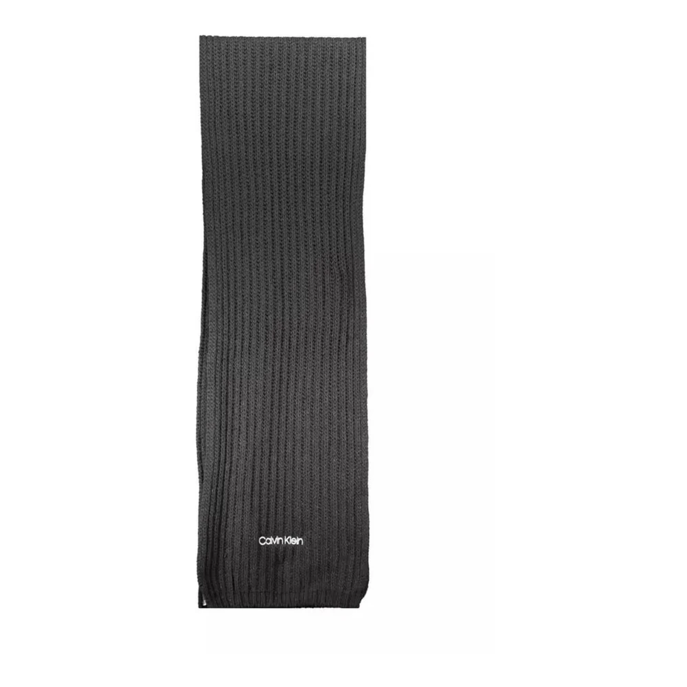 Calvin Klein Zwart Geborduurde Katoenen Sjaal Black Dames