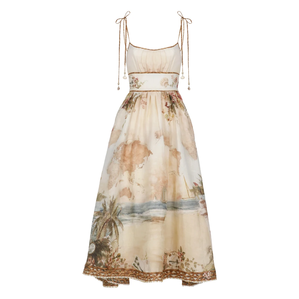 Zimmermann , Midi Dresses, Female, Beige, S, Mahon Picnic Dress