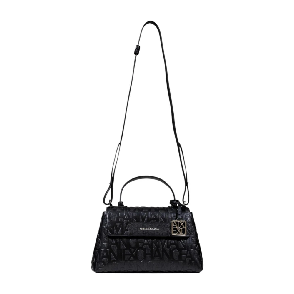 Armani Exchange Damen Schwarz Handtasche Mit Schulterriemen Und Innentaschen