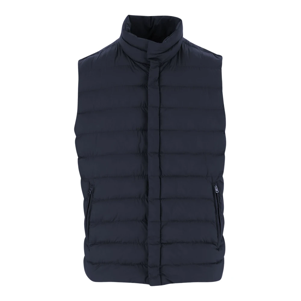 Herno Mannelijk Zwart Jassen Heren, L, Nylon, Gewatteerd Jack Met Hoge Kraag