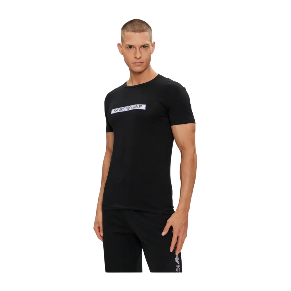 Emporio Armani Slim Fit Logo Print T-Shirt Black Heren