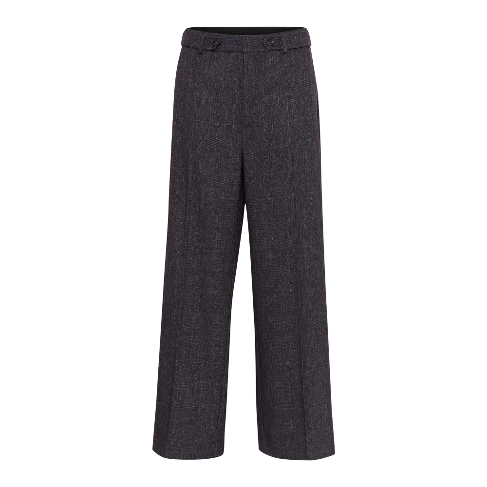 Kaffe Klassieke Donkergrijze Geruite Broek Black Dames