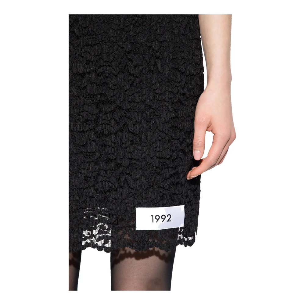 Dolce & Gabbana Kanten Mini Jurk met Patch Detail Black Dames