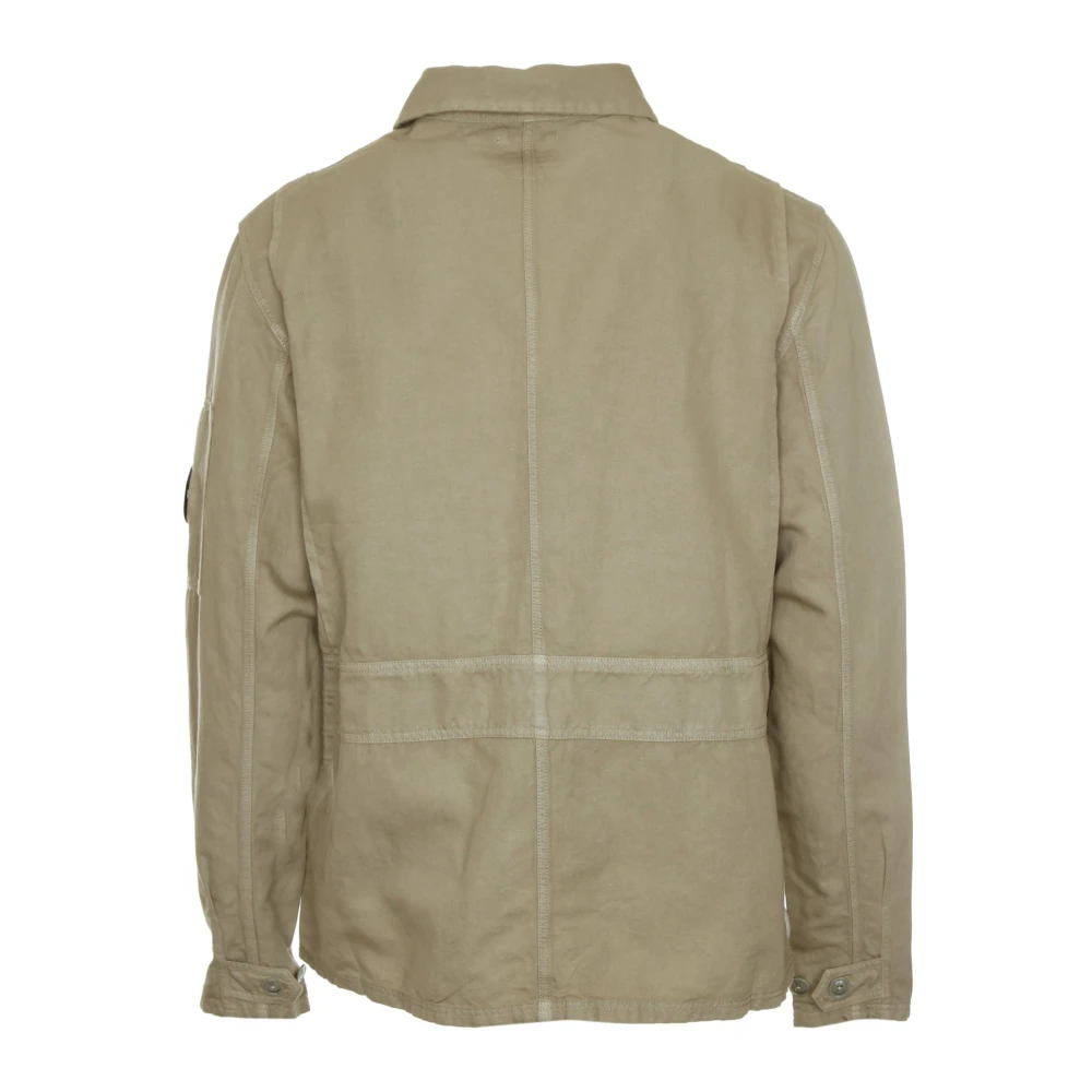 C.P. Company Overshirt met Asymmetrische Zakken en Rits Beige Heren