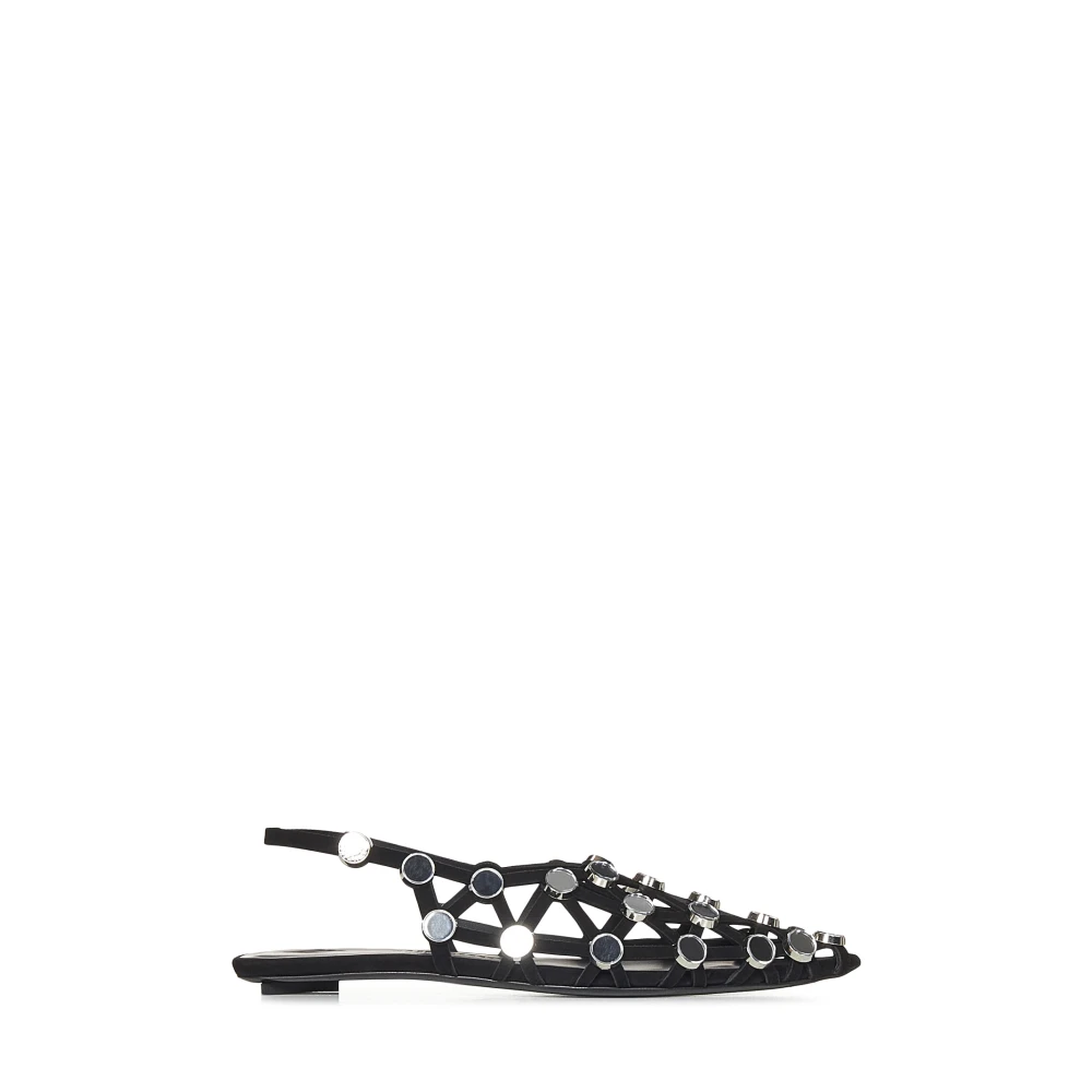 The Attico Black Ballerina Shoes, Female, 5 Uk, Grid Ballet Flats
