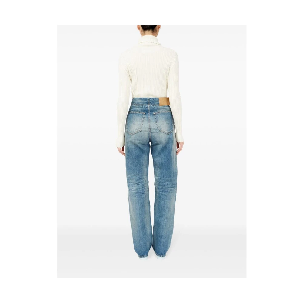 MM6 Maison Margiela Blue Distressed Denim Jeans Straight Leg Blue Dames