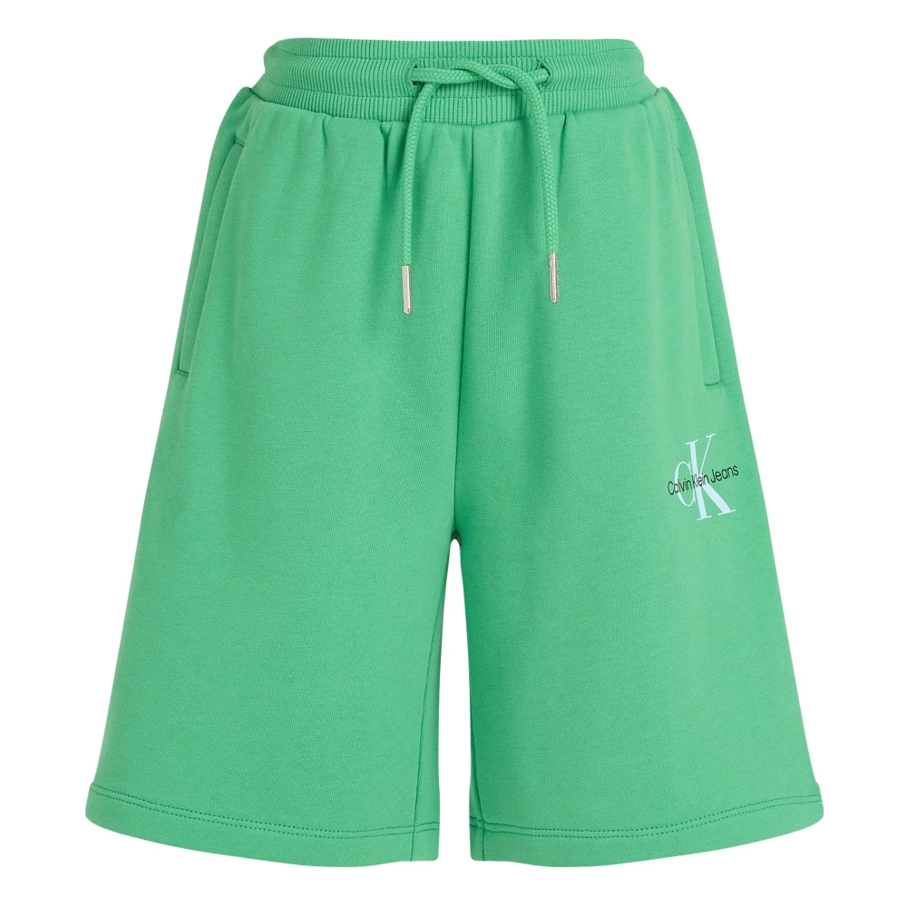 Calvin Klein Boys Green Shorts, 4 Y, Monogram Relaxed Shorts