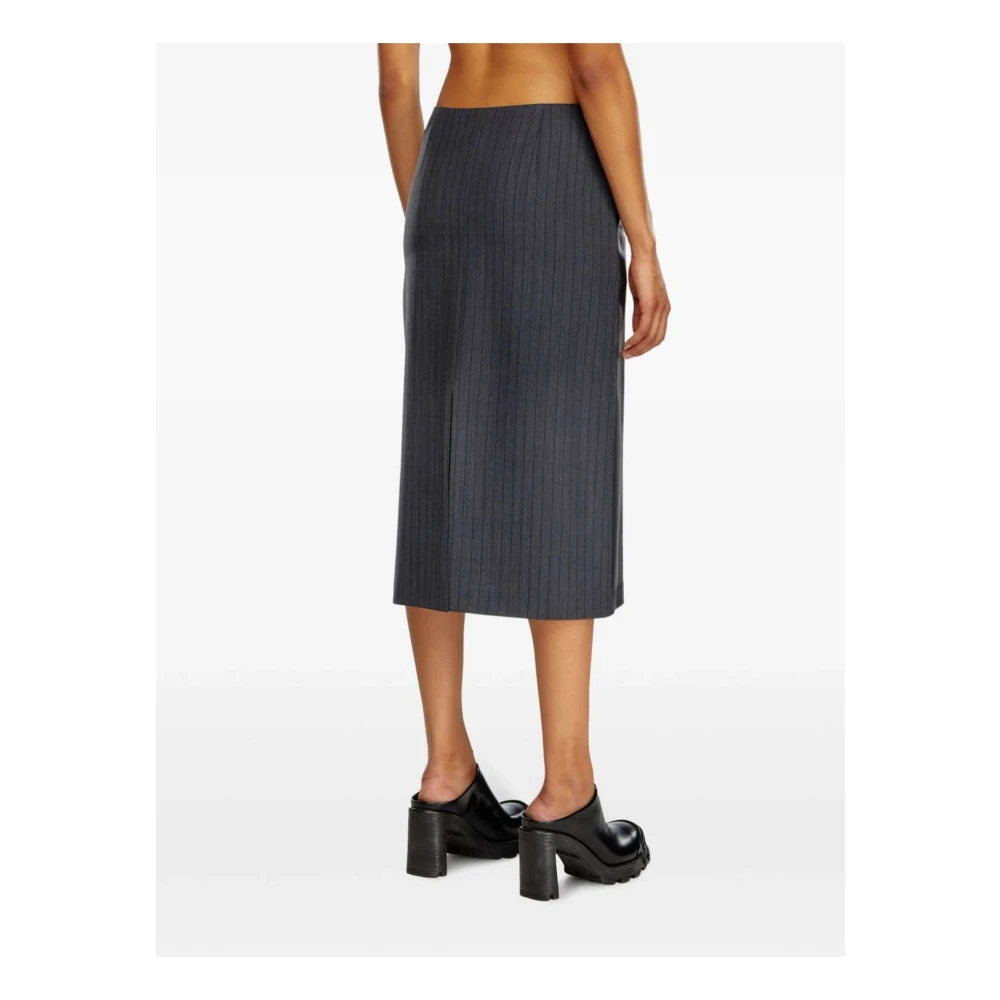 Diesel Faux-Leren Midi Rok Zwart Black Dames