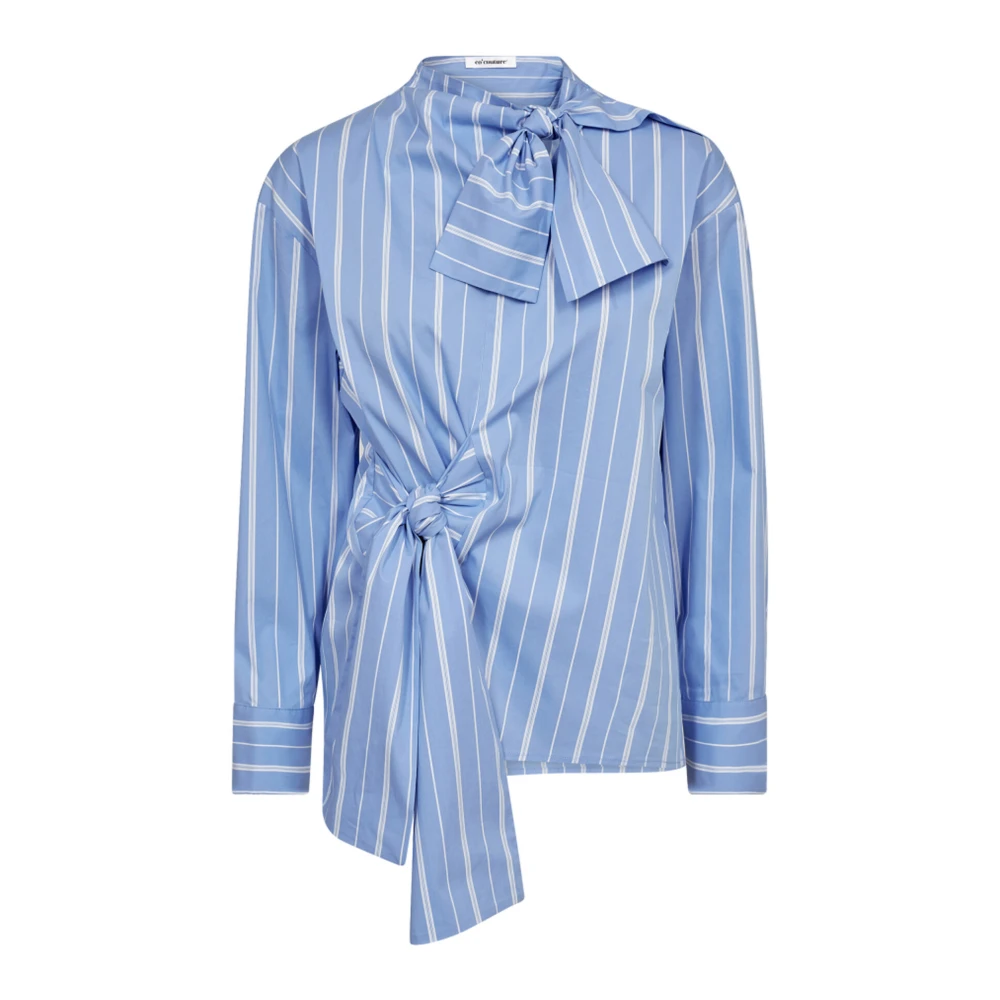 Co'Couture Gestreepte strikblouse in lichtblauw Blue Dames