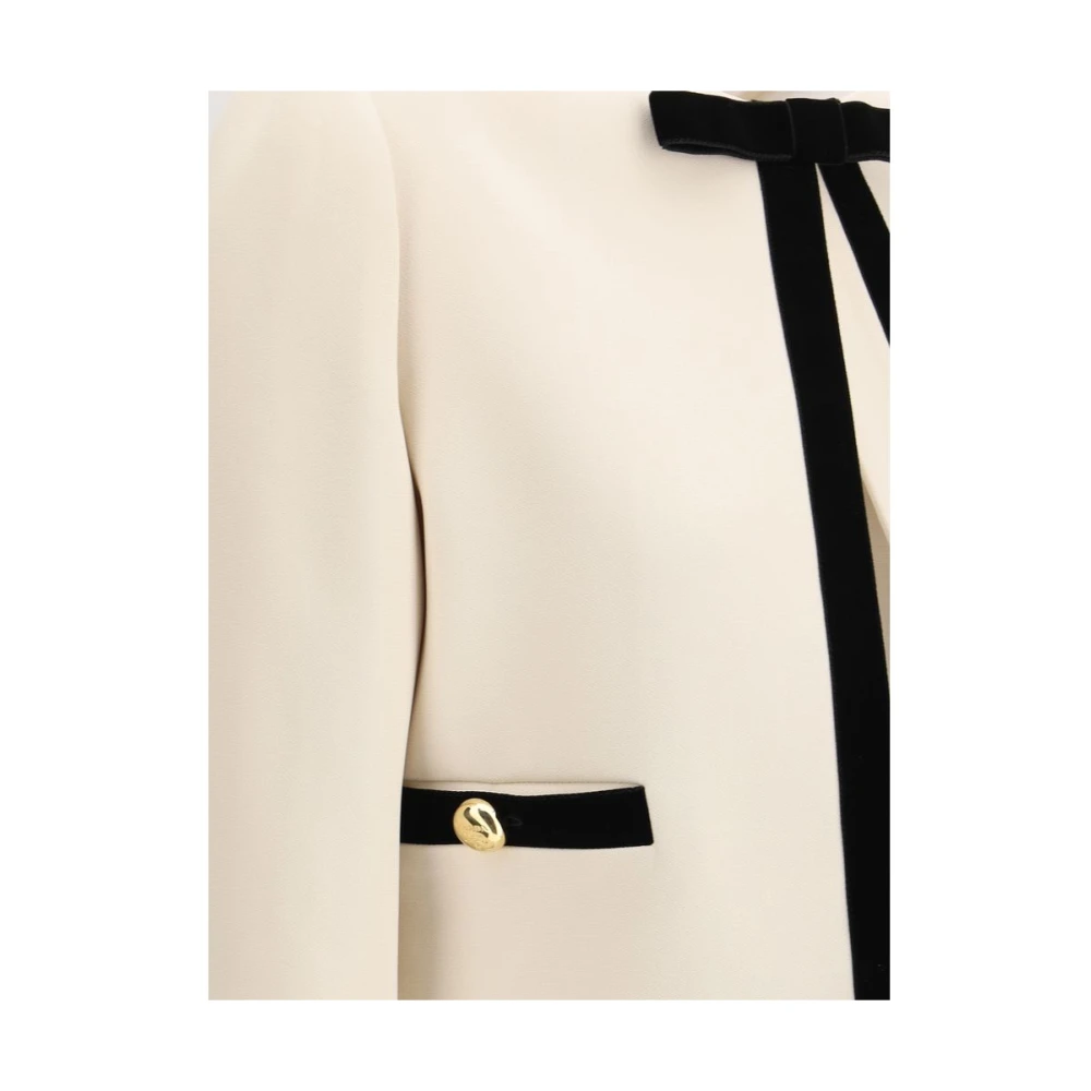Prada Stijlvolle Jas met Fluweel Details Beige Dames
