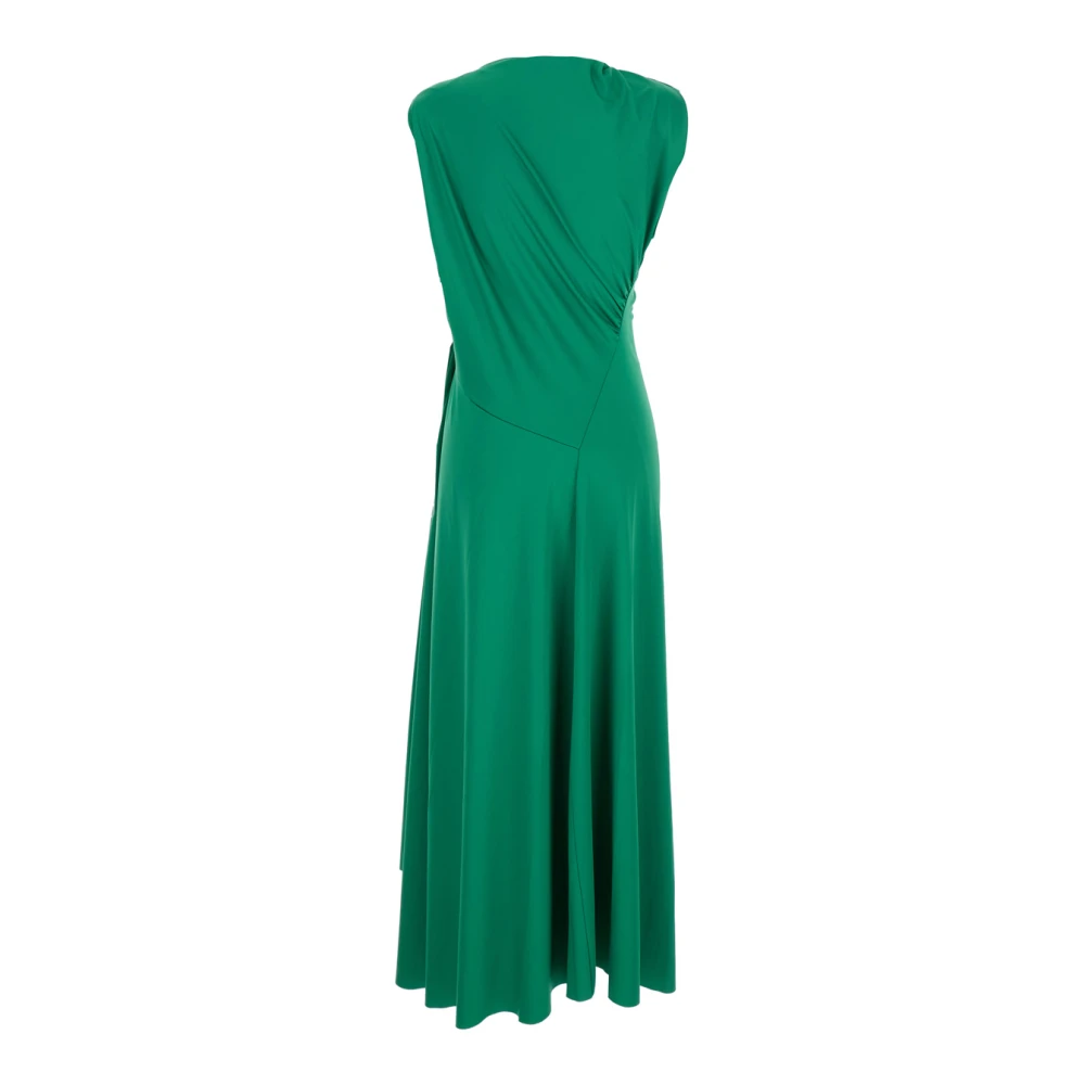 Victoria Beckham Groene Geplooide Lange Jurk Vrouw Green Dames