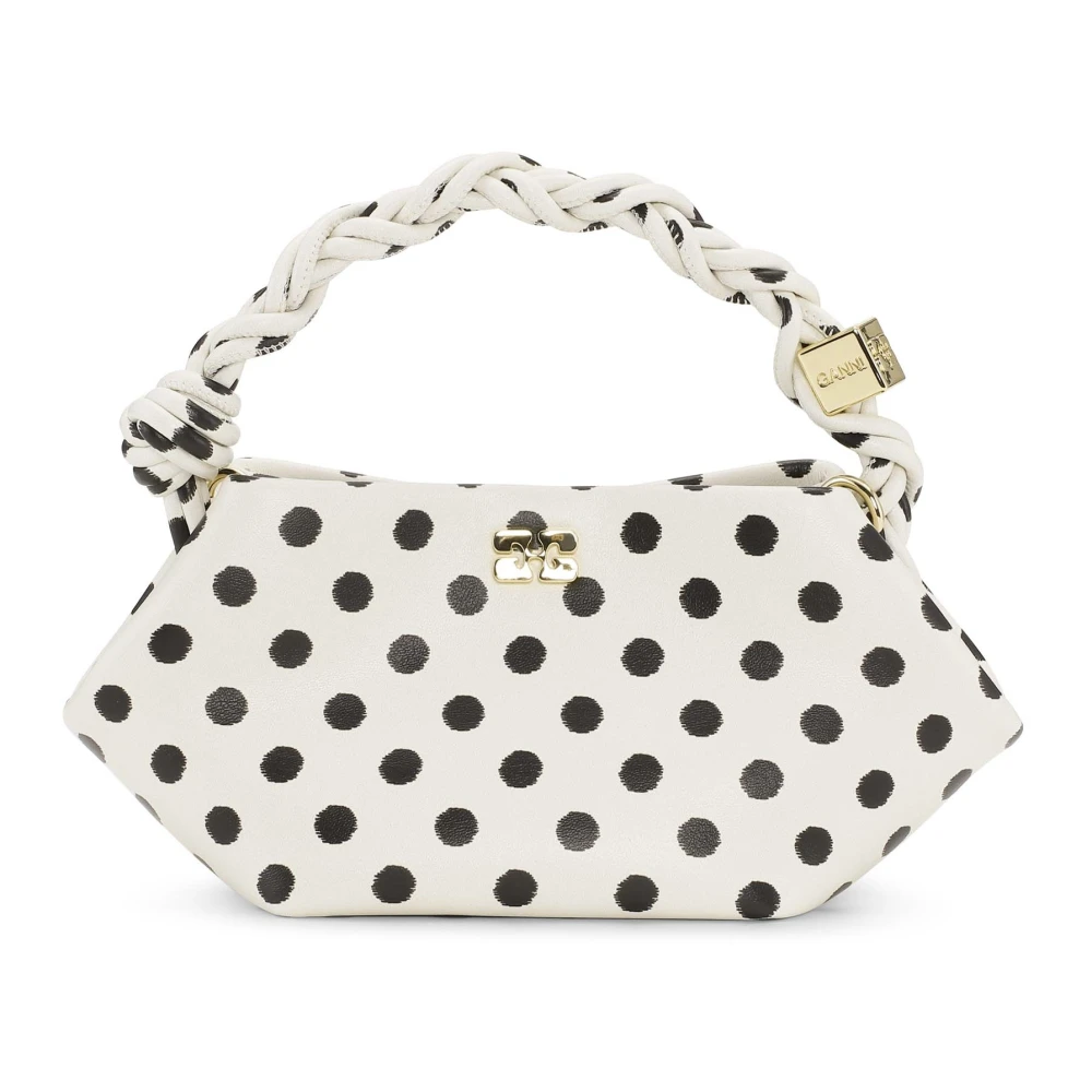 Ganni Mini Print Dots Tas in Egret White Dames