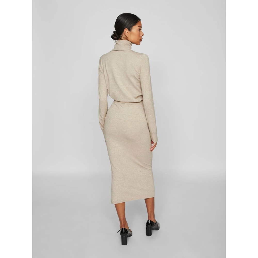 Vila Lange Gebreide Rok voor Vrouwen Beige Dames