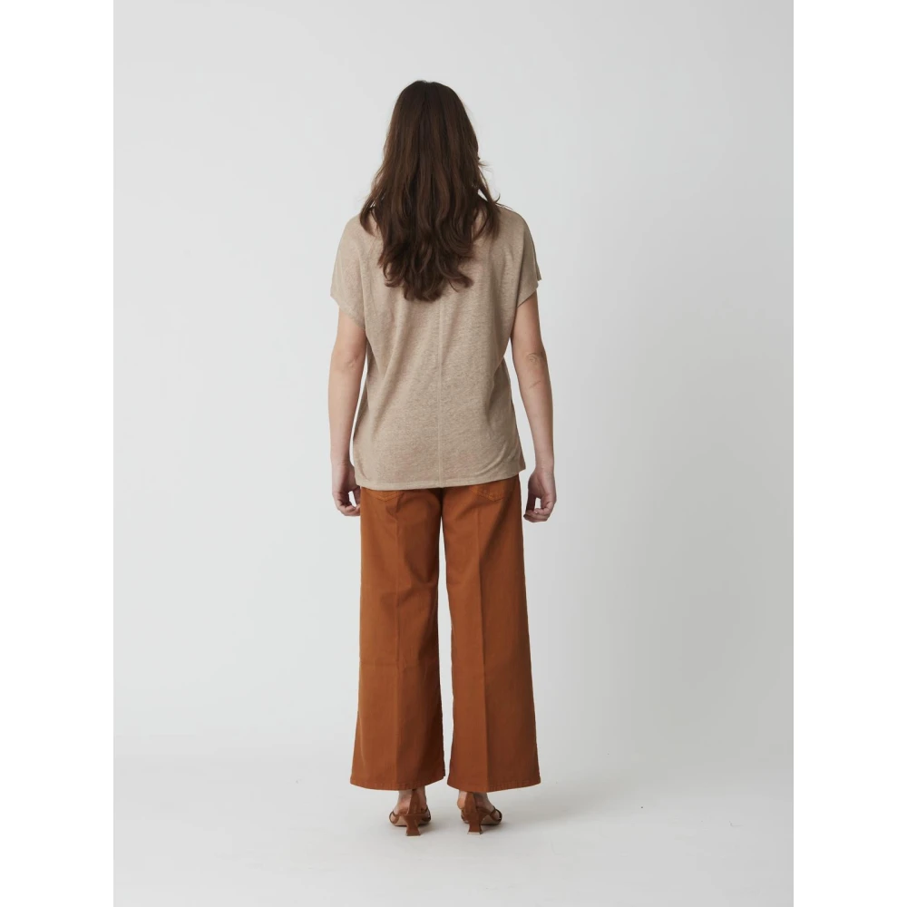 Alpha Studio Dames V-Hals T-Shirt Brown Dames
